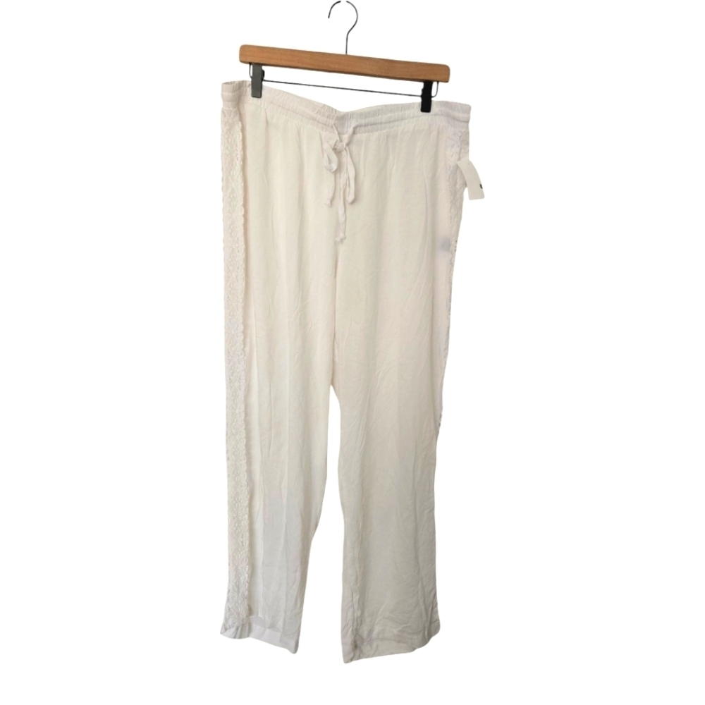 NWT New Look White Drawstring Lounge Pants Size 1x